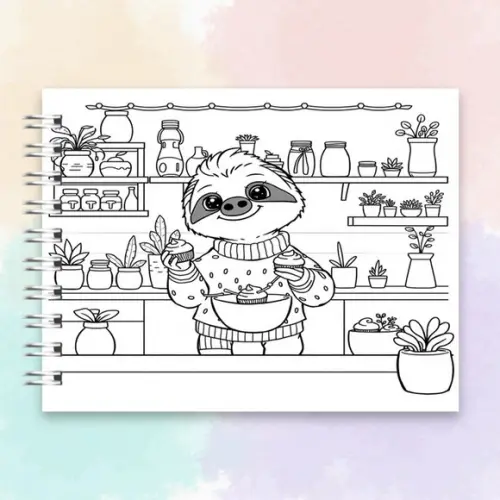 Arquivo Digital Livro de Colorir Bicho Preguiça