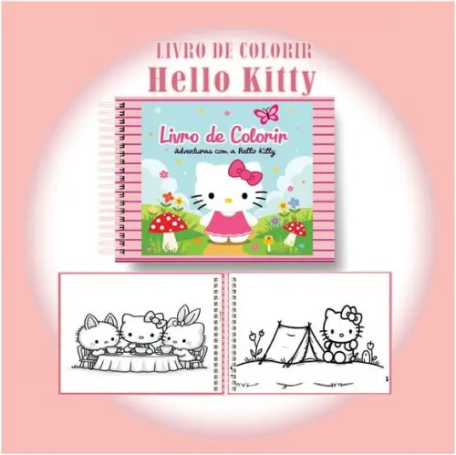 Arquivo Digital Livro de Colorir Hello Kitty Fofa