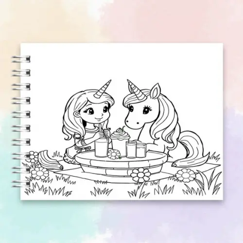 Arquivo Digital Livro de Colorir Menina e Unicórnio