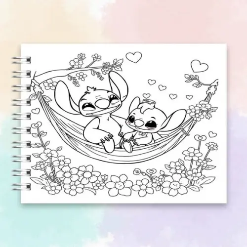 Arquivo Digital Livro de Colorir Stitch e Angel