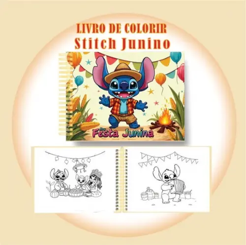 Arquivo Digital Livro de Colorir Stitch Festa Junina