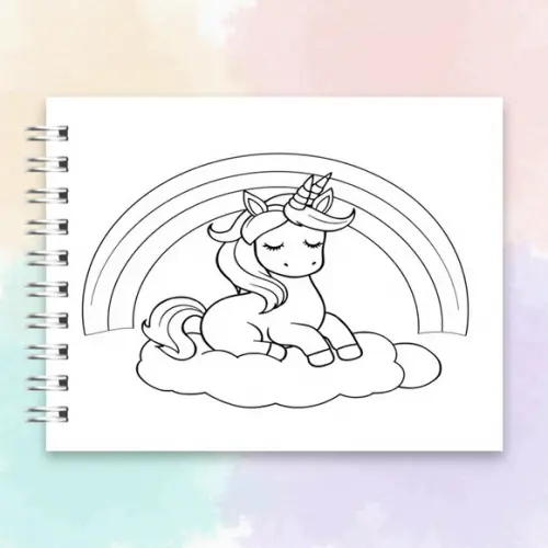 Arquivo Digital Livro de Colorir Unicórnio e Arco Iris