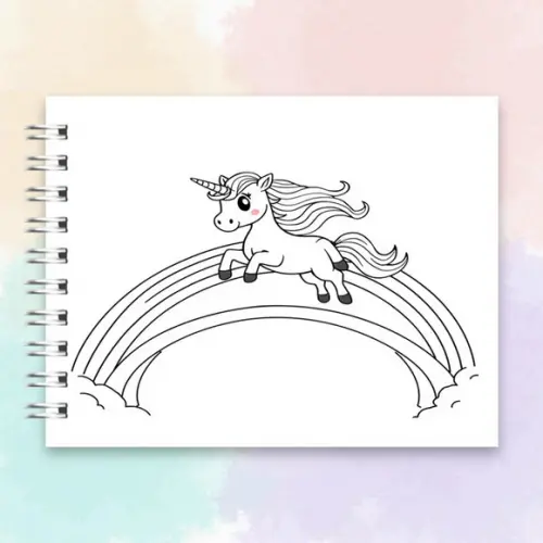 Arquivo Digital Livro de Colorir Unicórnio e Arco Iris