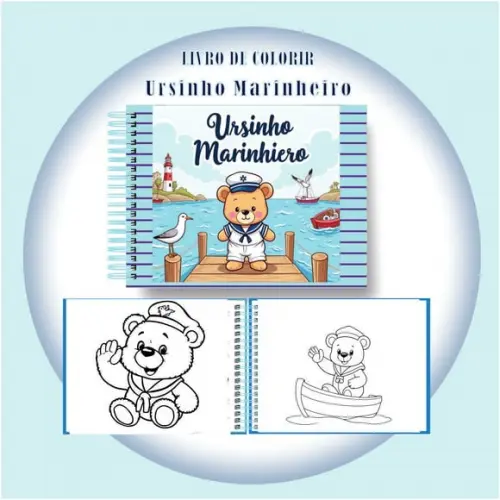 Arquivo Digital Livro de Colorir Ursinho Marinheiro