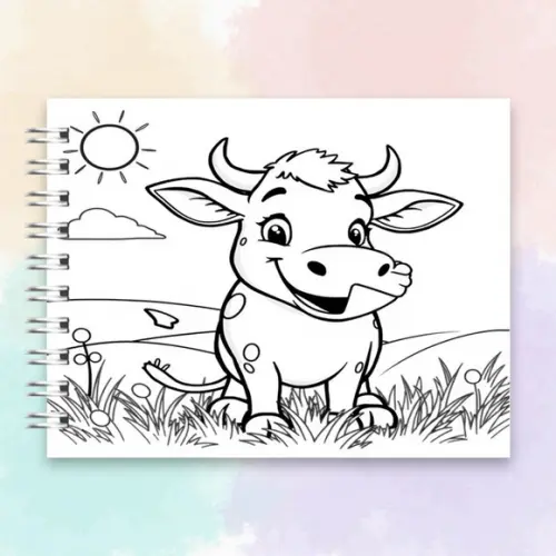 Arquivo Digital Livro de Colorir Vaquinha Cute