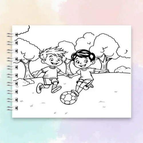 Arquivo Digital: Livro de Colorir Futebol Menino e Menina