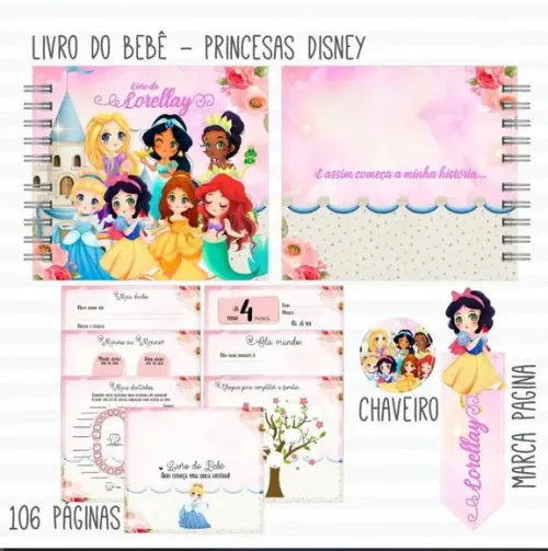 Caderneta e Livro do Bebê Princesas Arquivo Digital