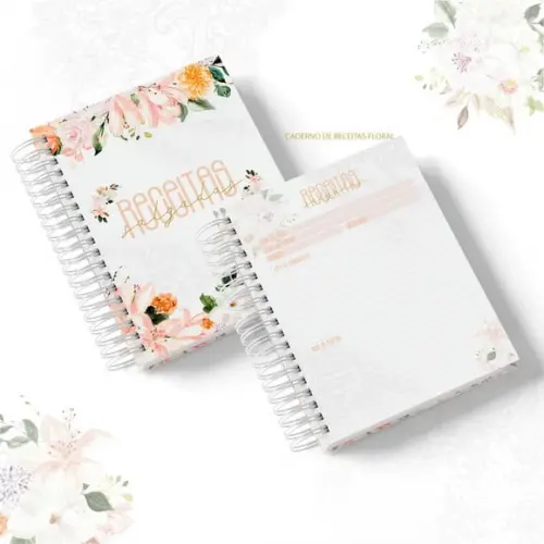 Caderno de Receitas Mamãe e Vovó Floral Arquivo Digital