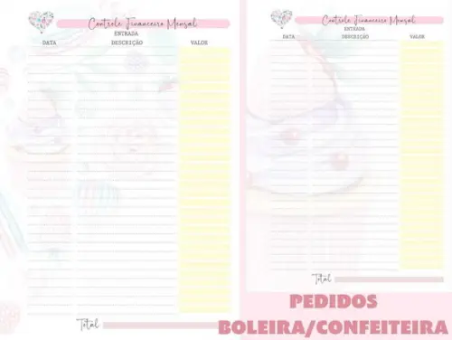 Caderno de Pedidos Confeitaria/boleira Arquivo Digital