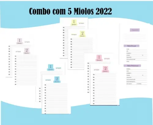 Combo 5 Miolos Agenda 2022 - Arquivo Digital