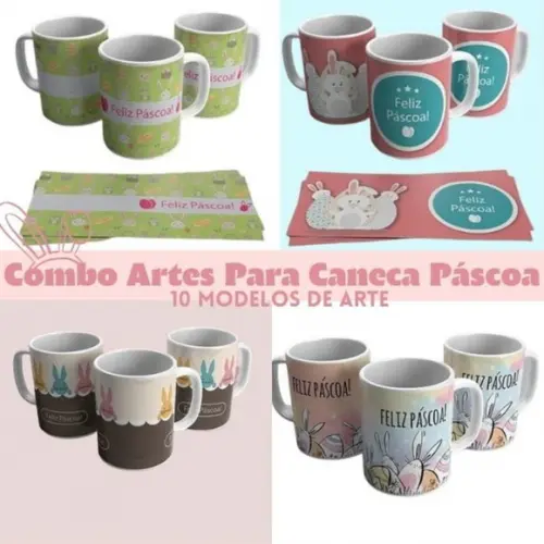 Combo Artes para Canecas Páscoa - Arquivo Digital