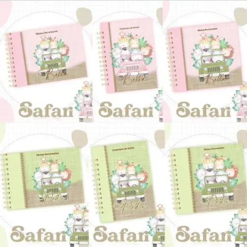 Combo Caderneta e Livro Safari Menina e Menino 2 Arquivo