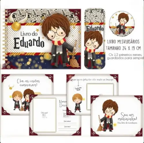 Combo Caderneta Livros Bloquinho Harry Potter