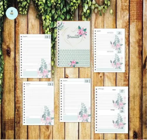 Combo de Agendas Florais Verde Arquivo Digital 2024