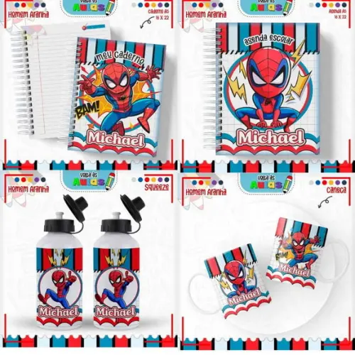 Combo Digital Volta às Aulas 2025 - Tema Homem-aranha Menino
