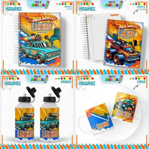 Combo Digital Volta às Aulas 2025 - Tema Hot Wheels Menino