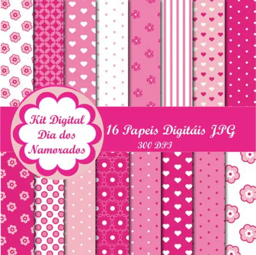 Dia dos Namorados Kit Digital Rosa Pink