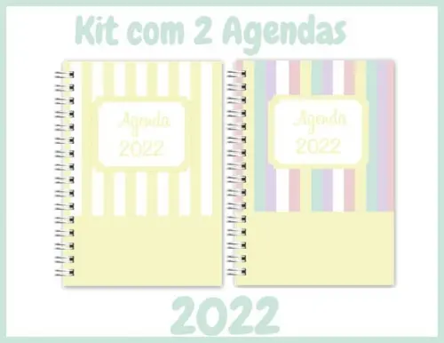 Kit com 2 Agendas Amarelas 2022 Arquivo Digital