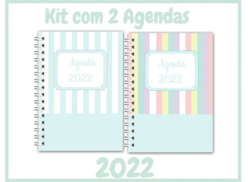 Kit com 2 Agendas Azul 2022 Arquivo Digital