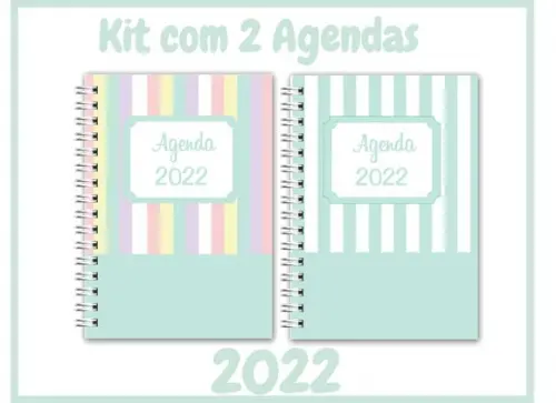 Kit com 2 Agendas Verde 2022 Arquivo Digital