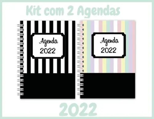 Kit com 2 Agendas Pretas 2022 Arquivo Digital