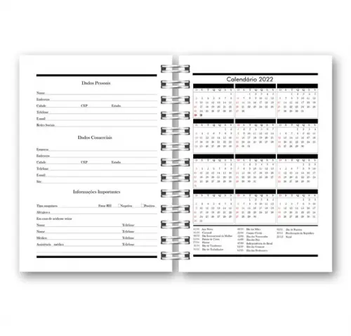Kit com 2 Agendas Pretas 2022 Arquivo Digital