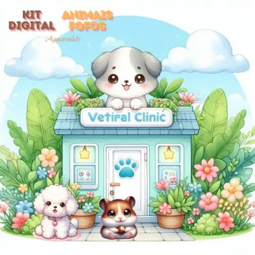 Kit Digital "animais Fofos Aquareladê Um Toque Extra de Fof