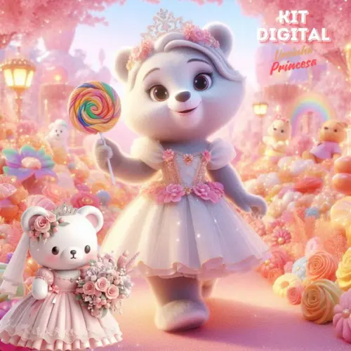Kit Digital ursinha Princesa