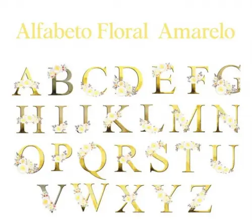 Kit Digital Alfabeto Floral Amarelo 02