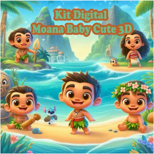Kit Digital 3d Moana Bebê Cute