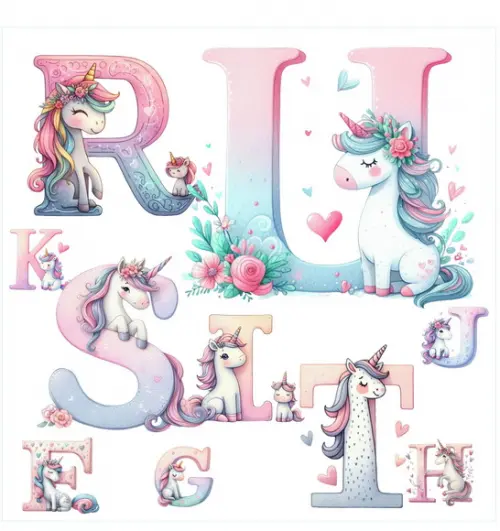 Kit Digital Alfabeto Unicornio, Dia dos Namorados