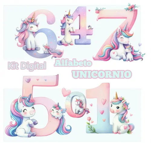 Kit Digital Alfabeto Unicornio, Dia dos Namorados 01