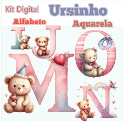 Kit Digital Alfabeto Ursinho, Dia dos Namorados 02
