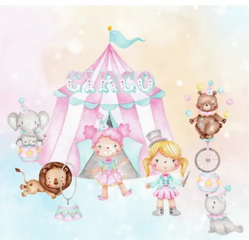 Kit Digital Circo Rosa Aquarelado