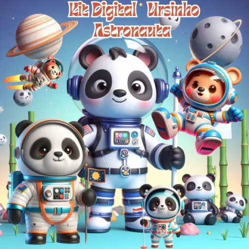Kit Digital de Ursinhos Astronautas em 3d