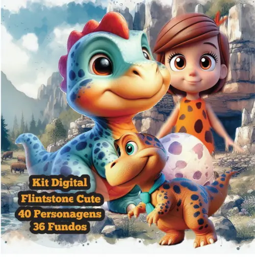 Kit Digital Flintstones Cute