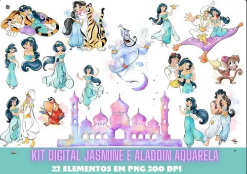 Kit Digital Jasmine e Aladdin Aquarela