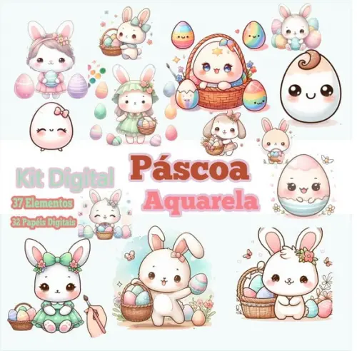 Kit Digital Páscoa Aquarela