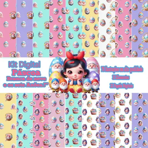 Kit Digital Páscoa Branca de Neve e os Sete Anões.