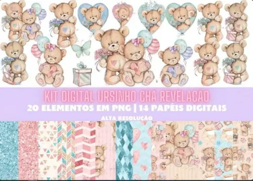 Kit Digital Ursinho Chá Revelação