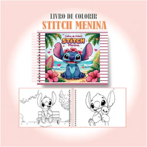 Livro de Colorir Fofo Stitch Menina