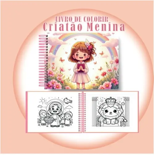 Livro de Colorir Fofo Cristão Menina Arquivo Digital