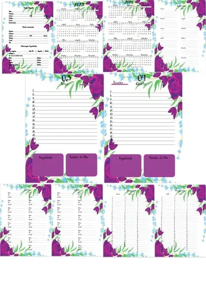 Miolo Agenda Floral 2023 Arquivo Digital