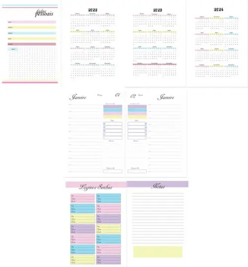 Miolo de Agenda Candy Color 2023 Arquivo Digital