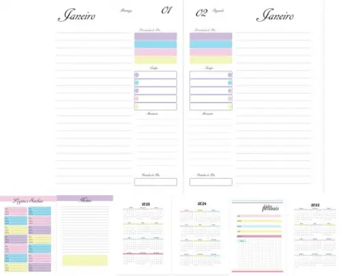 Miolo de Agenda Candy Color sem hora 2023 Arquivo Digital