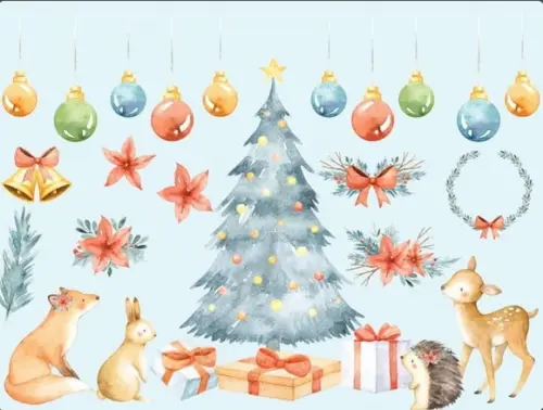 Natal Aquarela Kit Digital