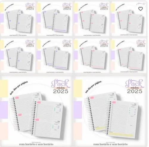Pack Miolo Agenda Feminina 2025 Arquivo Digital
