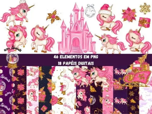 Unicórnio Natal - Kit Digital