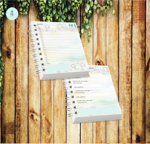 Volta às Aulas Arquivo Digital Combo Agenda Leão, Aquarelado
