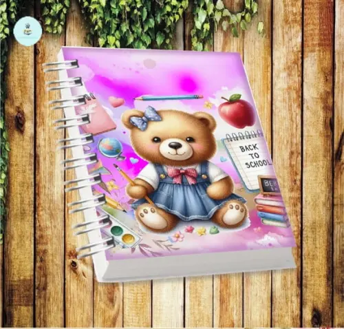 Volta às Aulas Arquivo Digital Combo Agenda Ursa, Aquarelado